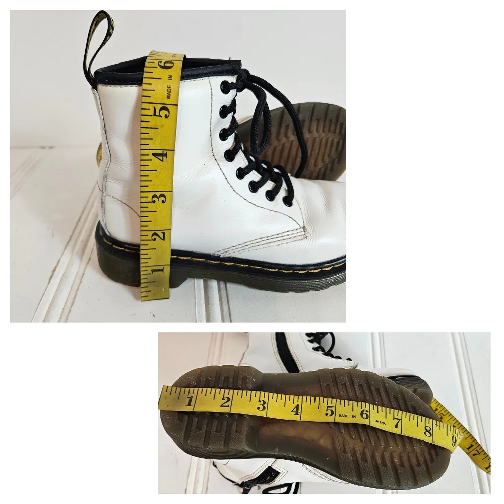 Dr. Martens Boots Kid 13 1460 Romario Leather Zip Combat AirWair Lace Up White